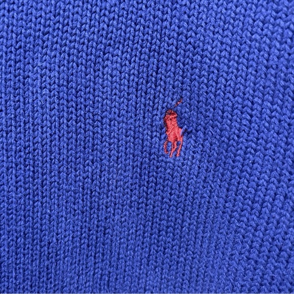 Polo Ralph Lauren Men XL Royal Blue Cotton Knit Sweater Red Pony - Picture 4 of 8
